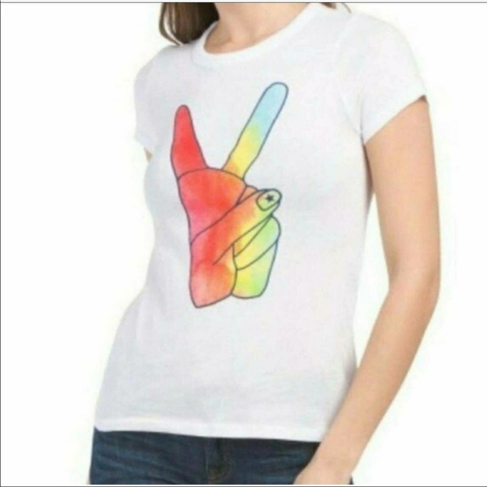 NWT CHASOR | Peace Sign White CottonnDesigner Tissue T-Shirt Medium